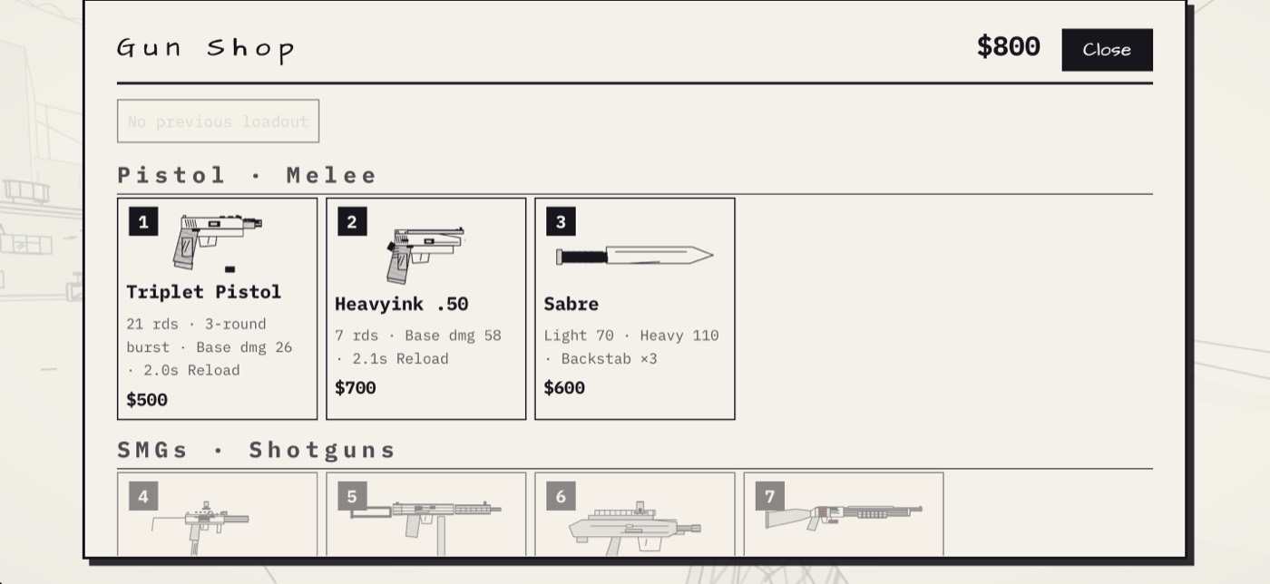 Buy menu